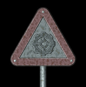 行业警告齿轮车轮路标金属插图机械背景图片