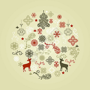 圣诞花纹矢量圣诞舞会边界婚礼雪花花边时代叶子书法植物风格皇家插画