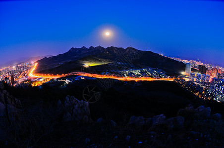 青岛风景城市灯光建筑物天空山顶背景图片