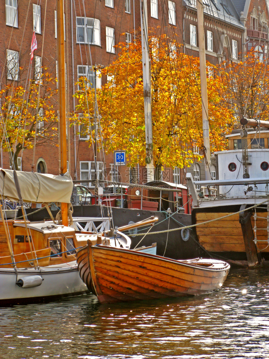 哥本哈根码头景观旅游城市街道反射餐厅中心血管首都图片