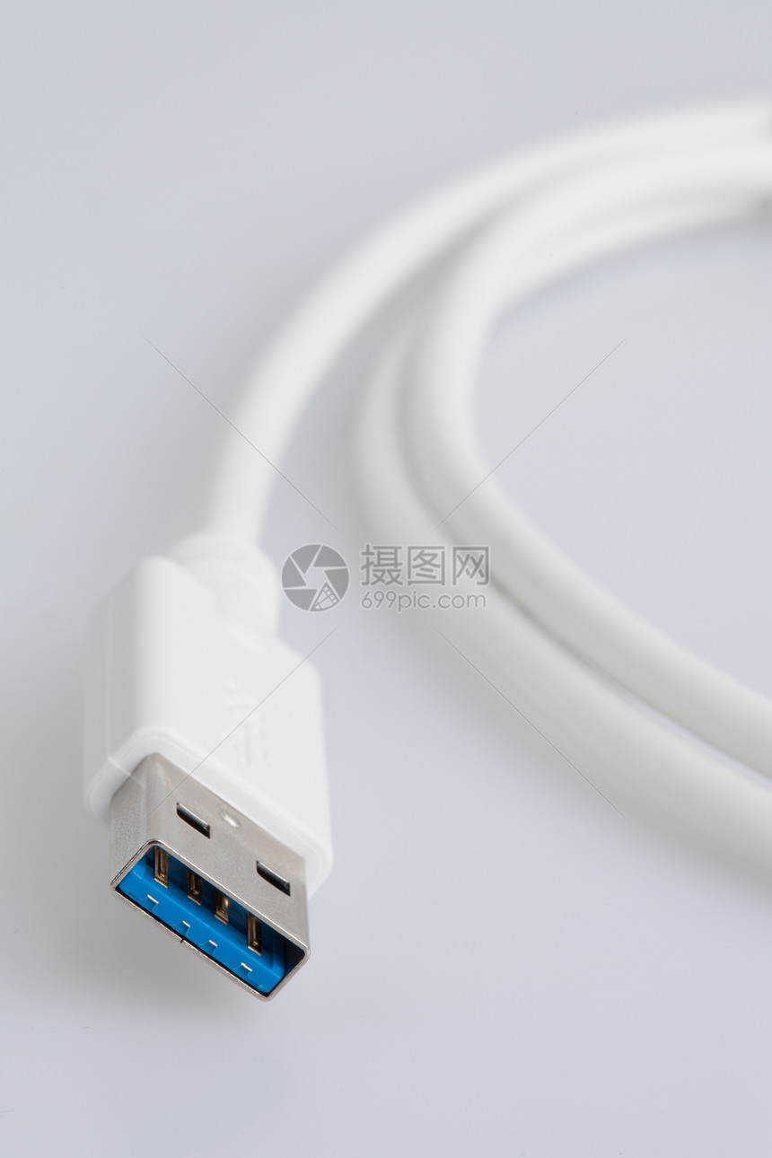 白色 UUSB 电缆金属导体插头电脑信号塑料标准互联网绳索速度图片