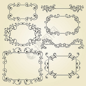 矢量 Lacy 陈年花卉设计元件漩涡边界框架艺术花边叶子植物装饰品插图菜单背景图片