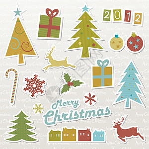 圣诞设计元素展示插图甘蔗星星艺术礼物糖果流行螺旋薄片背景图片