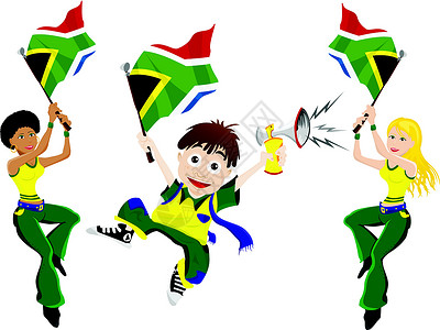 挂旗与角的南非运动风扇体育场运动员旗帜游戏冠军民众卡通片人群男人扇子背景图片