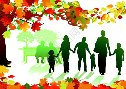 公园凉亭与家人一起的秋季公园设计图片