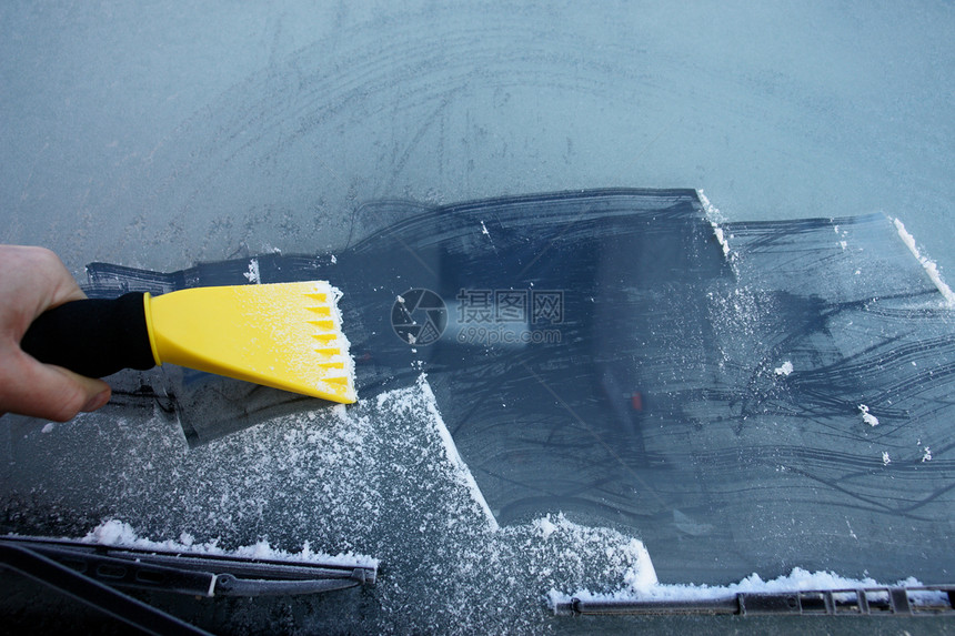 挡风玻璃蓝色汽车水晶窗户车辆雪花天气冰镇白色冻结图片