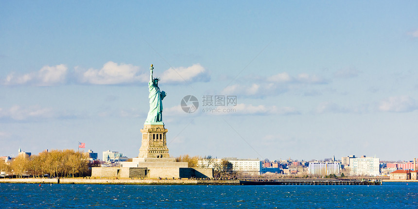自由岛和自由女神像 美国纽约地标外观旅行雕塑位置纪念碑雕像自由世界图片