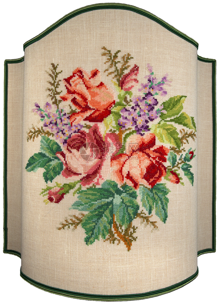 古代刺绣     玫瑰花和叶子图片