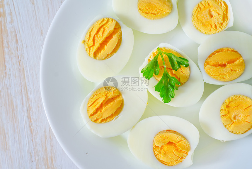 煮鸡蛋素食营养早餐沙拉小吃烹饪美食食物椭圆形凉菜图片