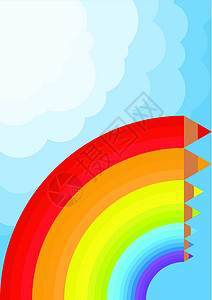 接天连叶天空中彩虹概念的矢量背景叶彩虹概念孩子办公室光谱文档商业橡皮笔记铅笔绘画大学插画