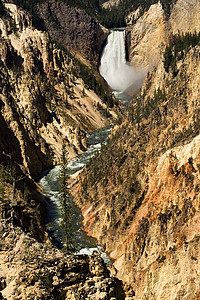 优美瀑布风景黄石瀑布和峡谷黄石公园国家公园背景