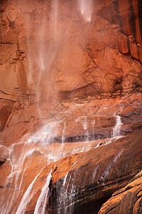 西纳瓦瓦寺 下水瀑布 红岩墙 锡安峡谷 Nat高清图片