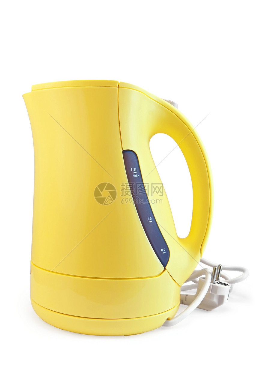 电水壶插头白色绳索日光黄色图片