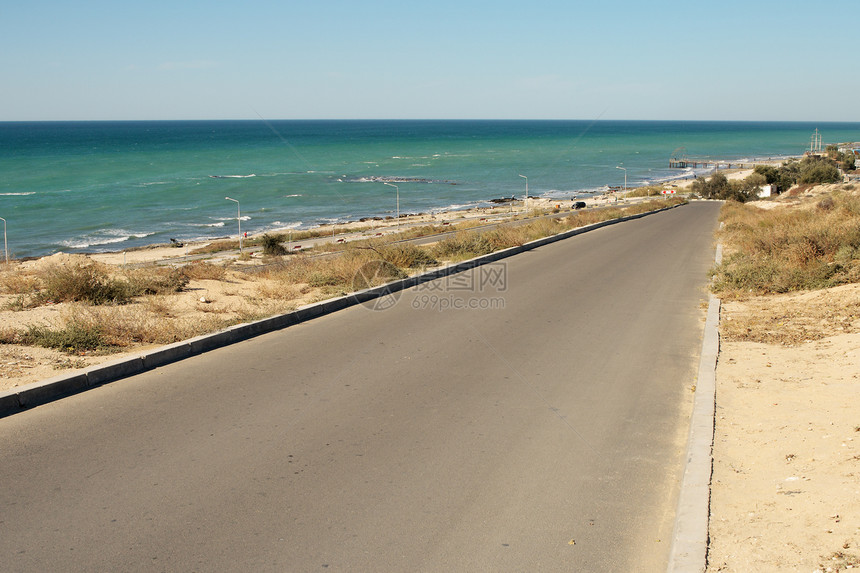 通往海洋的道路天气丘陵海岸线条冒险沿海土地缠绕场景天空图片