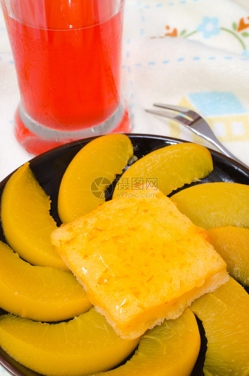 桃桃蛋糕橙子蛋糕烹饪食物甜点小吃水果宏观盘子饮食图片