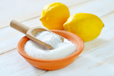 柠檬酸营养化学美食添加剂粉末勺子味道水果羧基化妆品高清图片