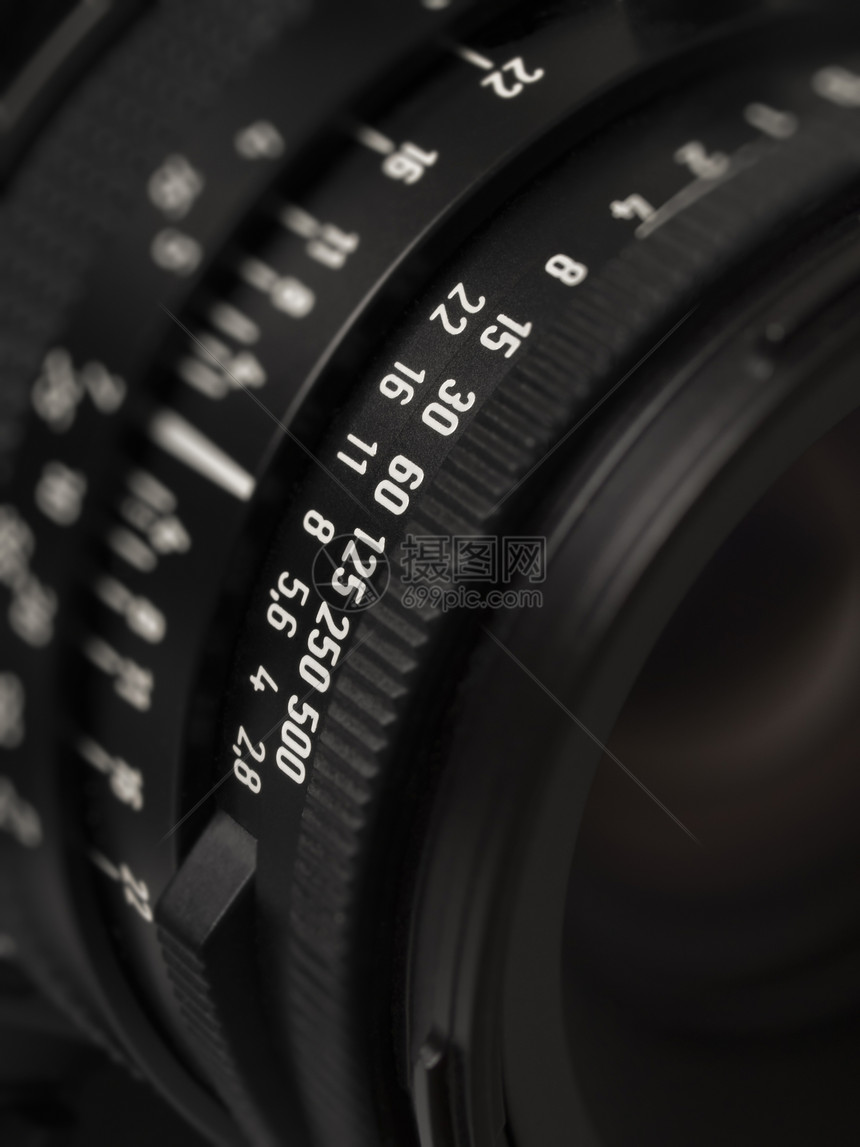 相机镜头标记白色光圈光学摄影黑色快门戒指图片