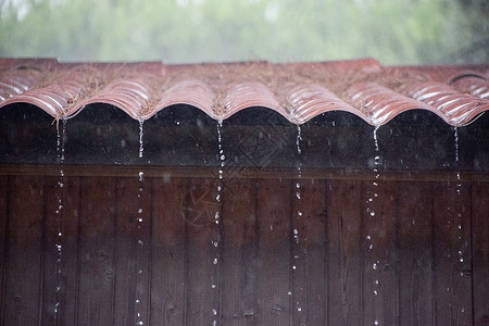在雨下房子季节背景图片