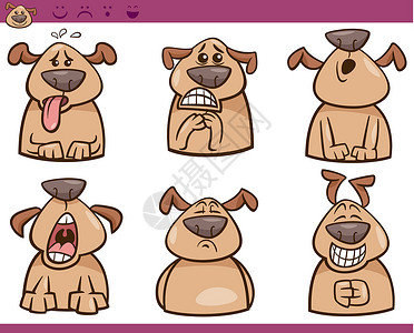 狗带表情狗情绪漫画插图集鼻子符号吉祥物插图卡通片快乐表情情感呼吸舌头设计图片