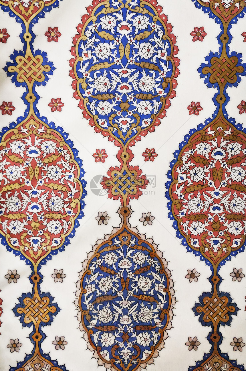 土耳其土西亞提勒斯古董叶子脚凳石头马赛克风格蓝色装饰陶瓷艺术图片
