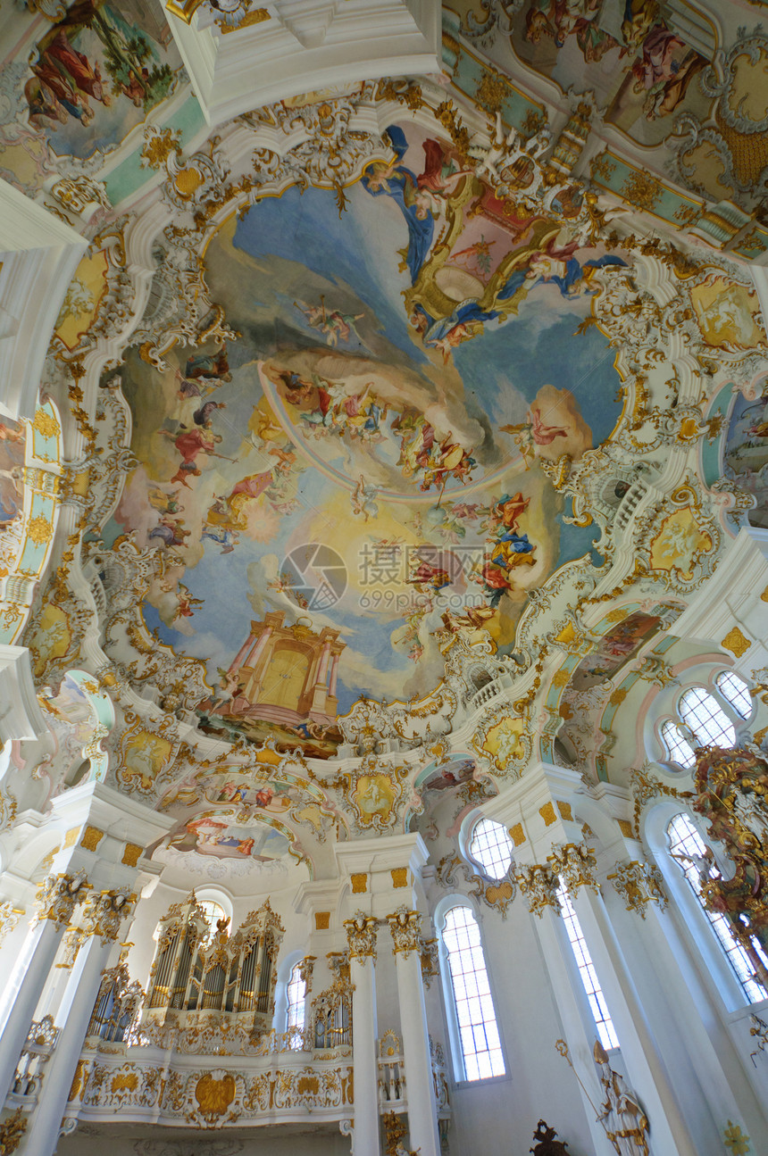 威斯朝圣教堂游客世界遗产古迹旅行管风琴彩色教会旅游文化遗产玻璃图片