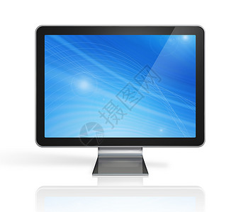 3D计算机 电视屏幕电脑显示器视频反射展示电子产品电影技术平面蓝色宽屏背景图片
