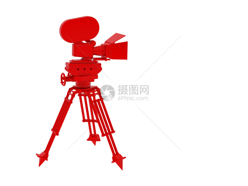 照相机渲染标识白色场景横幅行动红色电视摄影机电影图片