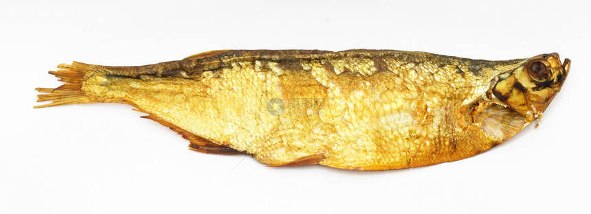 白上隔离的烟熏鱼鲭鱼钓鱼美味食物木板盘子熏制午餐营养面包图片