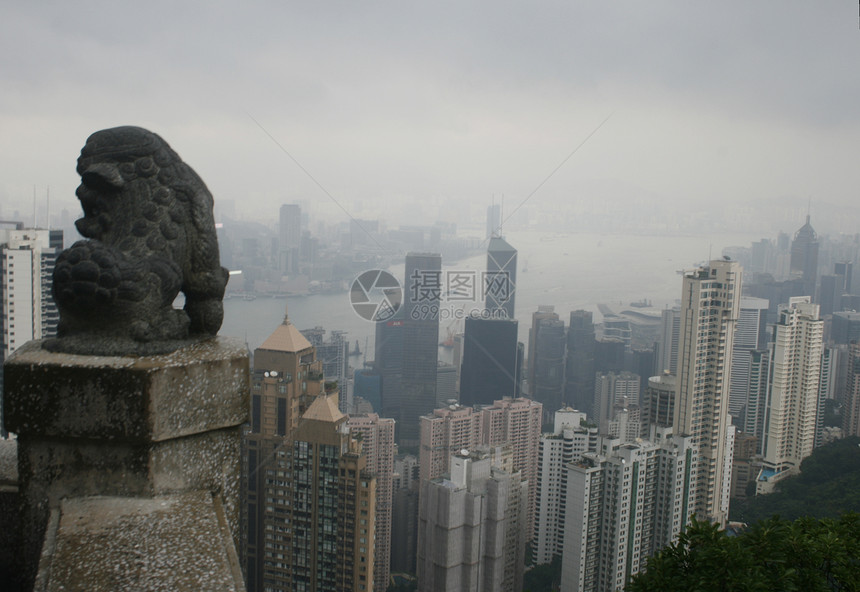 香港的天际线 从华尔山峰峰值狮子船舶旅行建筑风格海洋城市顶峰旅游窗户图片