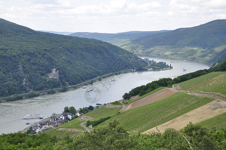 莱茵河谷中上游浪漫的莱茵河世界遗产高清图片