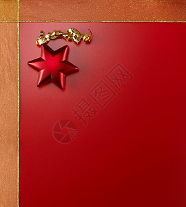 圣诞卡饰品摆设星星背景红色丝带庆典色彩壁纸背景图片