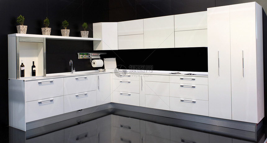 白色厨房奢华黑色烹饪家具瓶子图片
