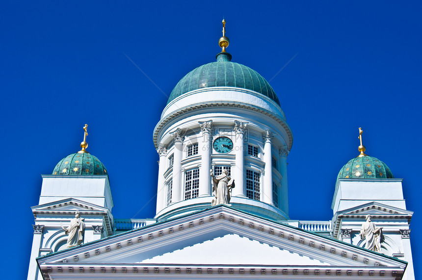 赫尔辛基大教堂雕塑纪念碑首都宗教大教堂建筑白色晴天教会圆顶图片