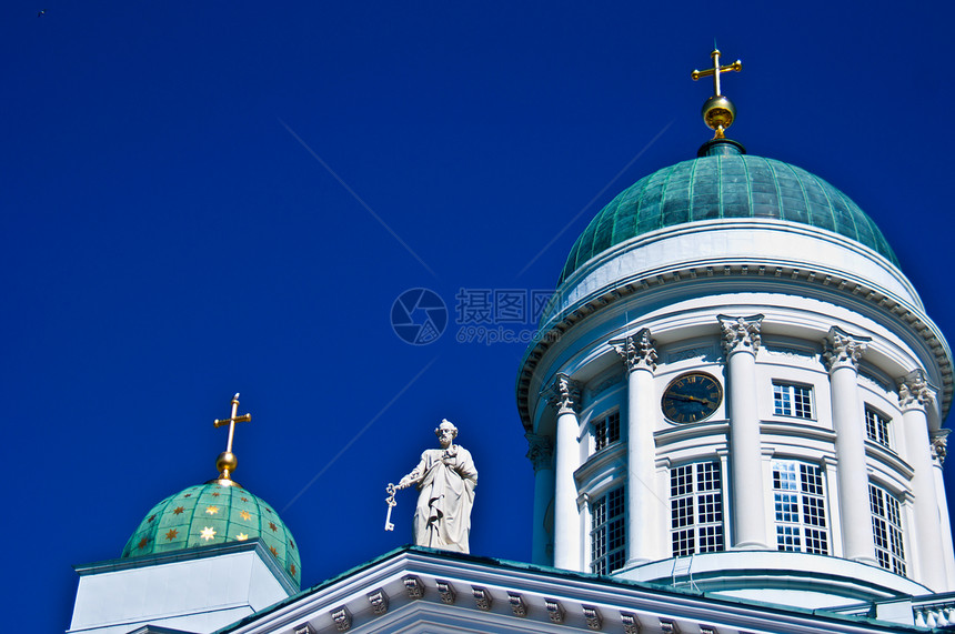 赫尔辛基大教堂雕塑建筑纪念碑宗教圆顶大教堂白色首都晴天教会图片