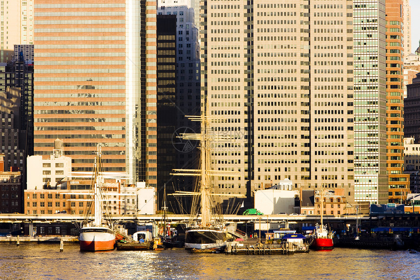 美国纽约市曼哈顿建筑物旅行城市建筑河流世界外观摩天大楼建筑学市政图片