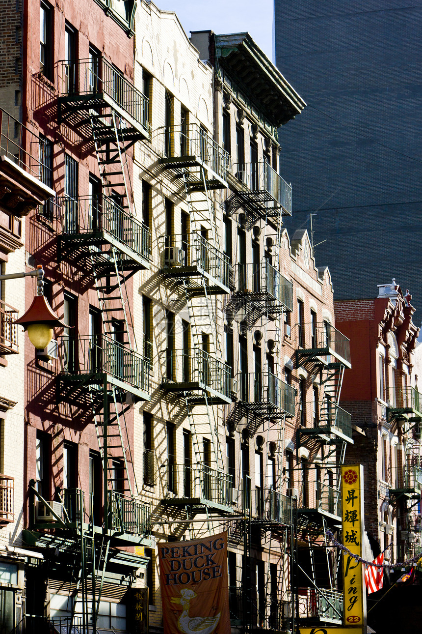 美国纽约市 中国城市位置楼梯世界建筑学旅行房子逃生外观街道火灾图片