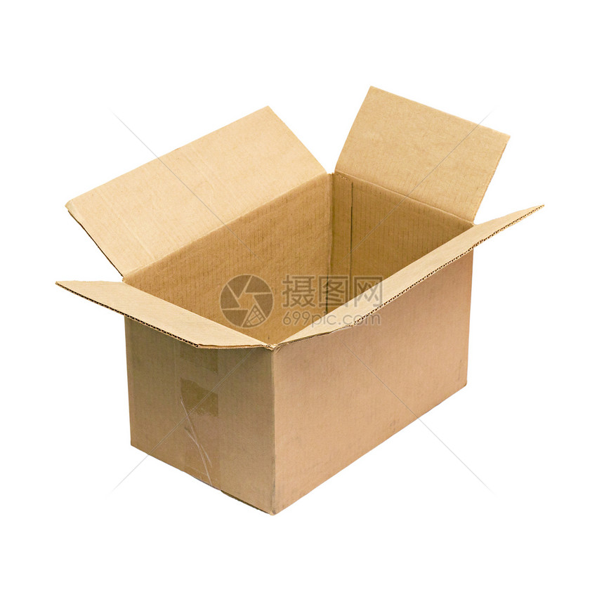 打开的纸板纸箱案件邮政运输白色瓦楞贮存船运棕色纸盒正方形图片
