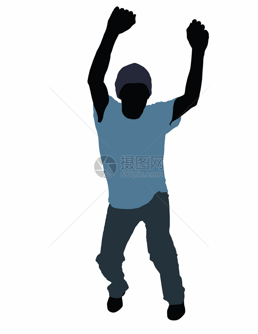 舞蹈舞者帽子蓝色灰色白色成人男人牛仔裤黑色扇子图片