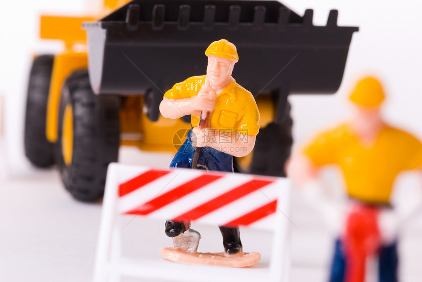 道路修建宏观男人工作白色玩具工业运输机器工人图片