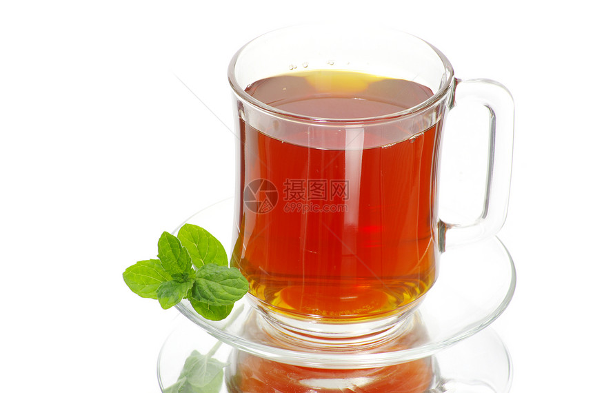 茶植物香味薄荷绿色食物盘子杯子橙子液体玻璃图片