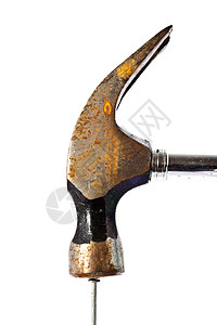 锤子工具维修木工硬件指甲宏观装修工业白色背景图片