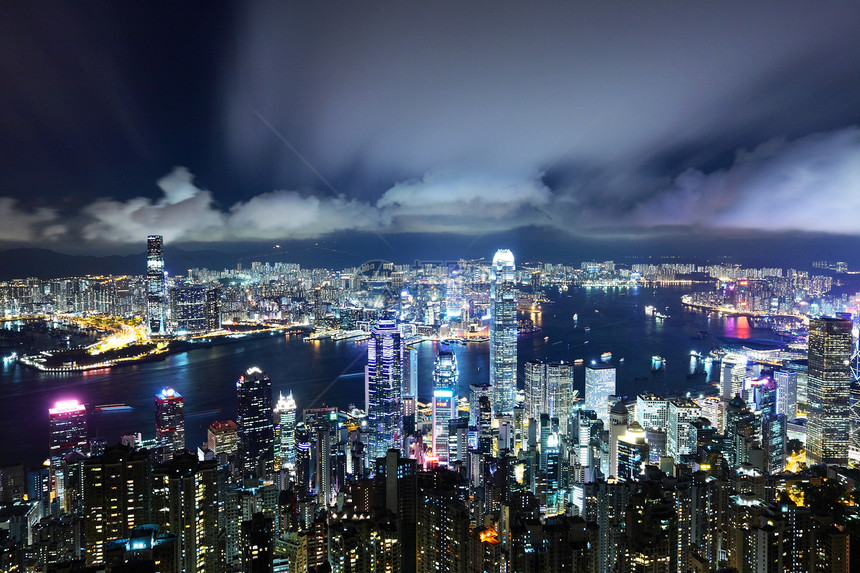 香港夜景地标商业建筑风景景观办公室摩天大楼场景天际金融图片