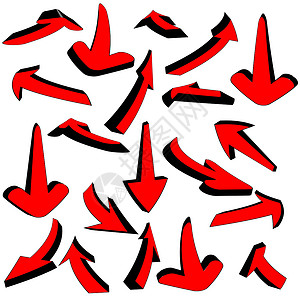 红色立体箭头红色箭头矢量指针网站涂鸦运动光标圆圈网络插图回收反光插画