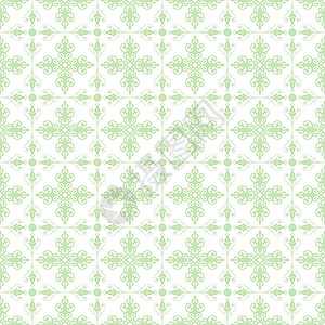 无缝花纹裙子织物圆形绿色墙纸美丽材料白色背景图片