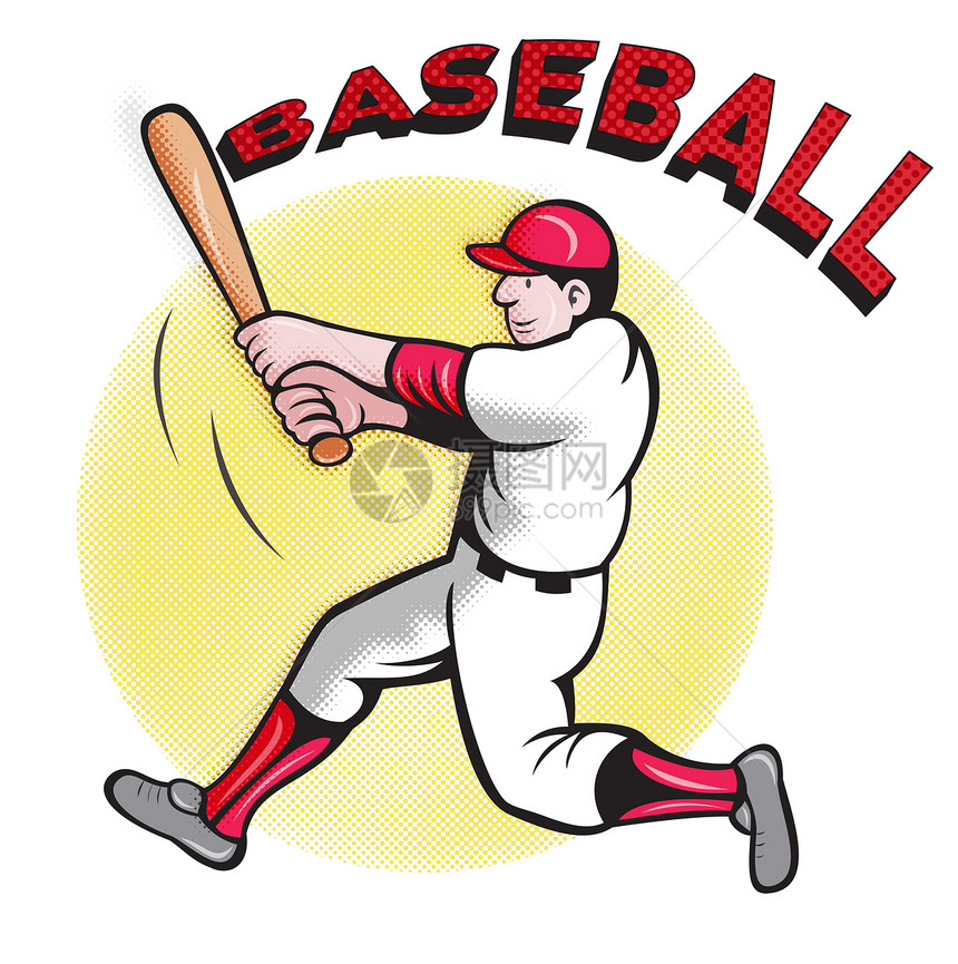 棒球球员击打卡通风格面糊男性男人卡通片艺术品蝙蝠玩家运动网版插图图片