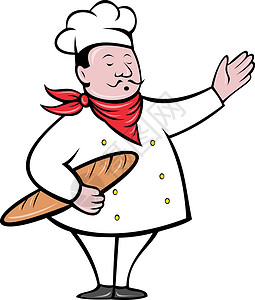 面包师傅面包师男性帽子插图工人男人背景图片