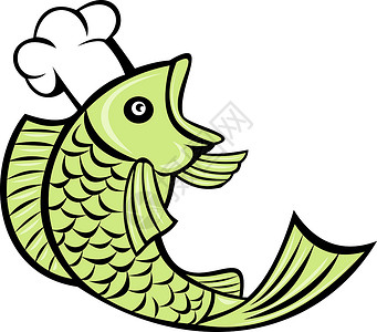 鱼烹饪面包师插图卡通片艺术品背景图片
