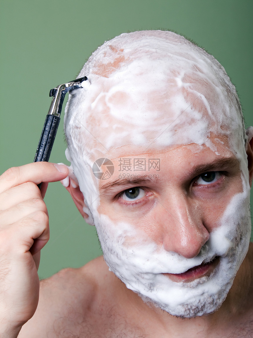 剃刮金属眼睛成人头发奶油刮胡子皮肤浴室下巴刀刃图片