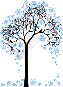 冻结的白色冬树 矢量插画