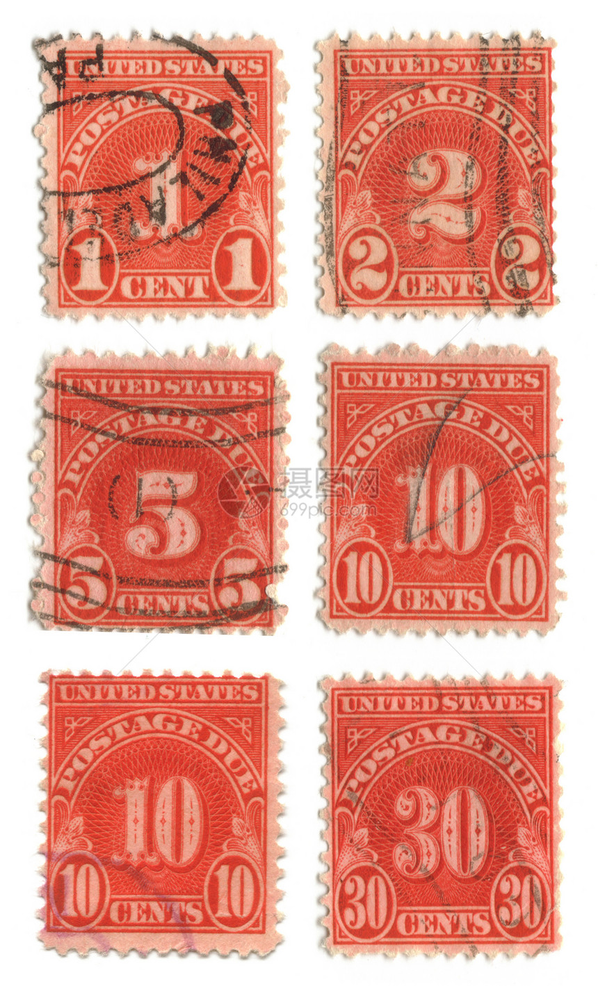 美国的旧邮邮票邮资邮戳邮政红色记录邮件邮差集电极收藏品图片